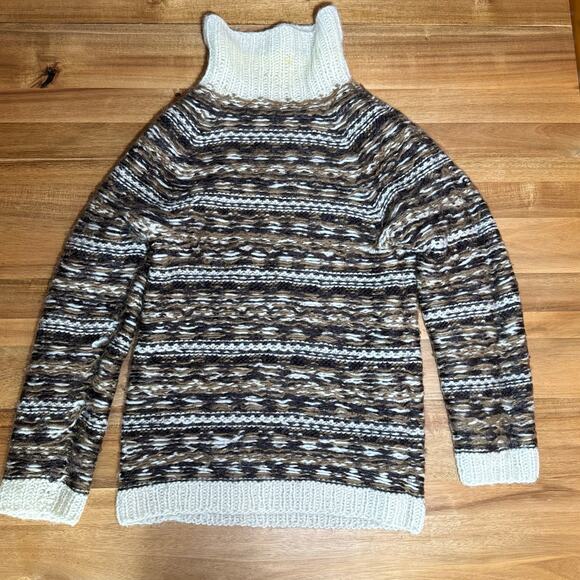 Vintage 70s Icelandic wool turtleneck sweater small brown Neutral Scandi - Picture 16 of 16